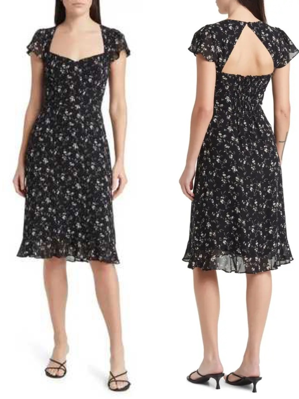 Reformation Rosi Floral Print Back Cutout Dress, US6